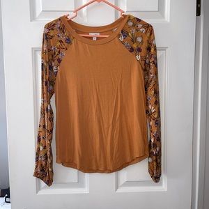 Medium Orange Floral Long Sleeve Shirt